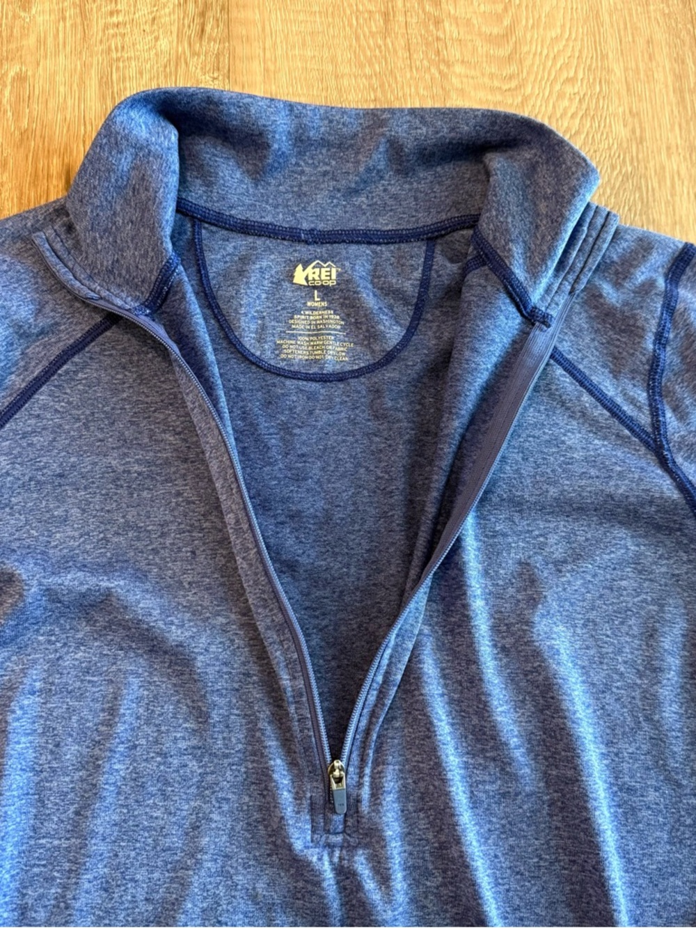 REI Co-op Womens L Half Zip Pullover Blue Heather Performance Hiking Athletic - Picture 3 of 4